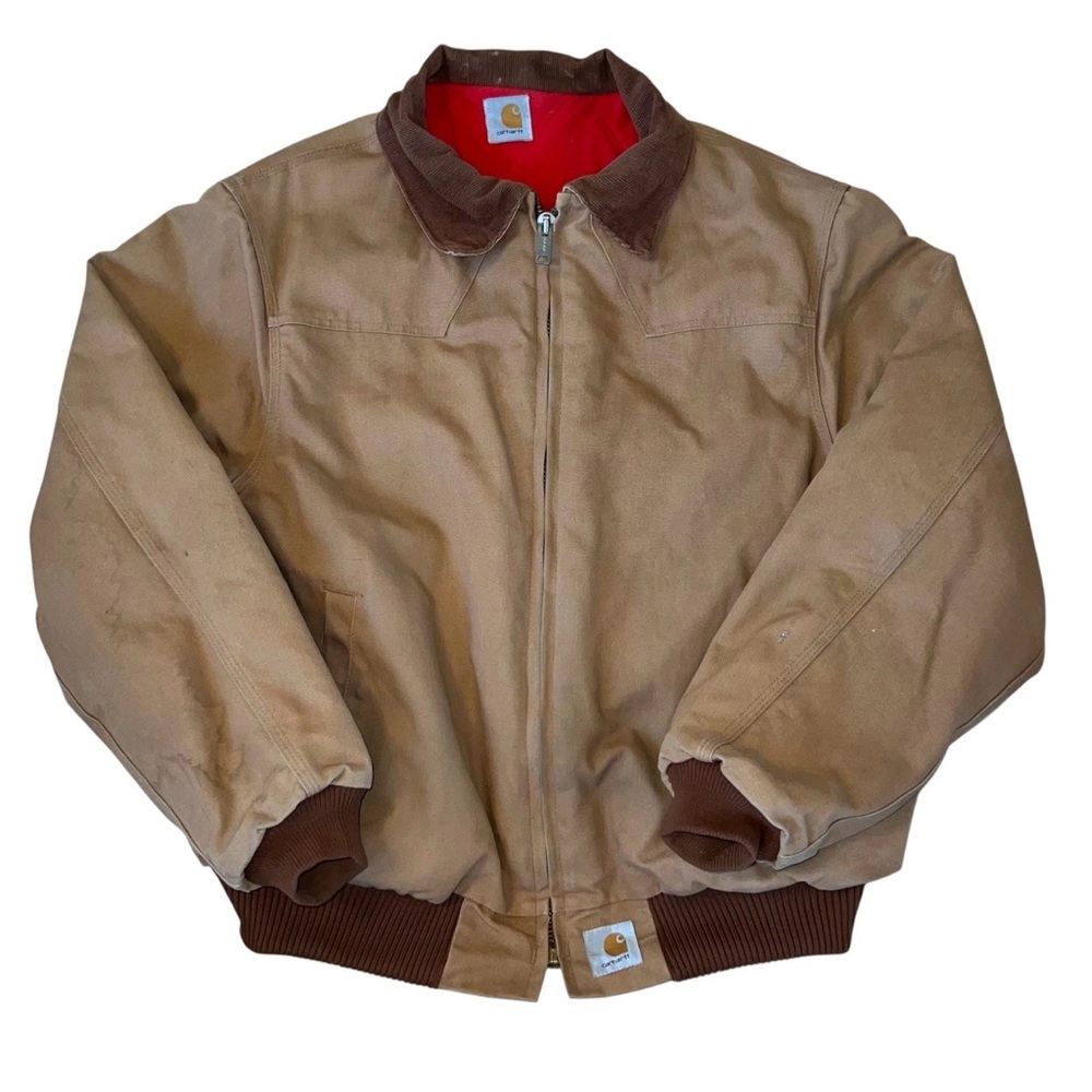 Vintage Carhartt J14 CHT Santa Fe Brown Bomber Canvas Jacket Size XXL USA